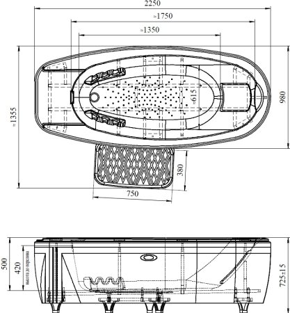 Акриловая ванна Radomir Парма медицинская 