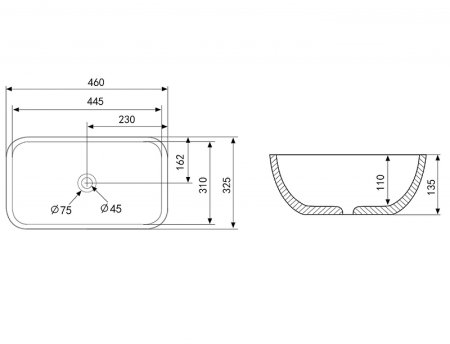 Раковина-чаша Abber Rechteck 46 AC2200GS Серебро 