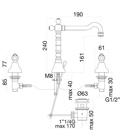 Смеситель для раковины Fiore COLONIALE SKY (SWAROVSKI®) 03CO0637, хром/золото 