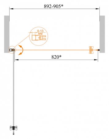 Душевая дверь в нишу Cezares ECO-O-B-1-90-C-Cr стекло прозрачное 