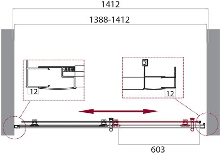 Душевая дверь BelBagno Uno 140 UNO-195-BF-1-140-C-Cr профиль Хром стекло прозрачное 
