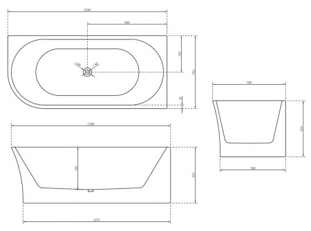 Акриловая ванна ABBER AB9257-1.7 R 