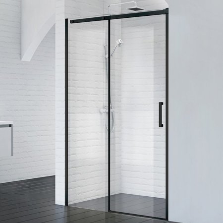 Душевая дверь BelBagno Acqua 140 ACQUA-BF-1-140-C-NERO профиль Черный стекло прозрачное 