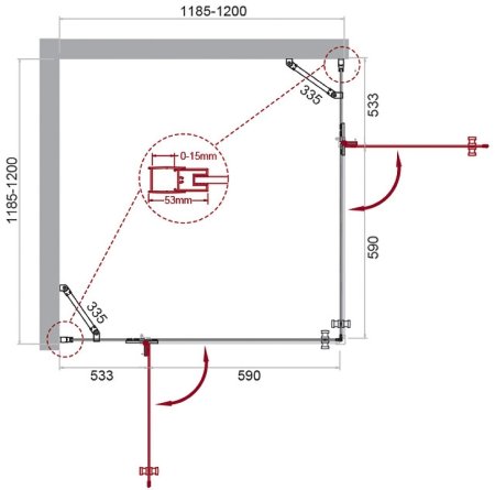Душевой уголок BelBagno Kraft 120х120 KRAFT-A-22-120-C-Cr профиль Хром стекло прозрачное 