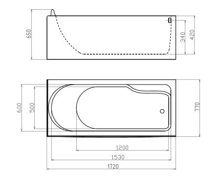 Акриловая ванна Gemy G9006-1.7 B R 