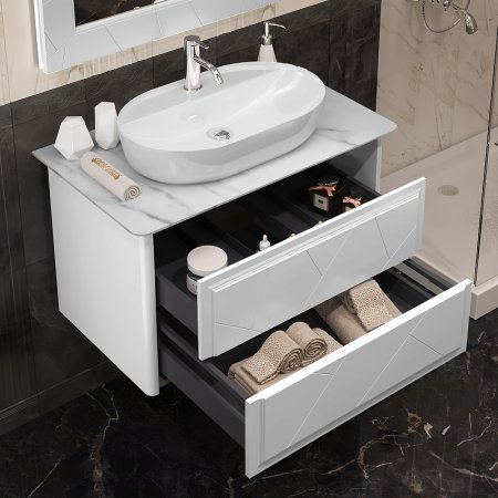 Тумба под раковину Opadiris Луиджи 90 00-00005939 подвесная Белая матовая 