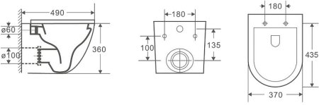 Унитаз CeramaLux 2197 подвесной Белый с сиденьем Микролифт 