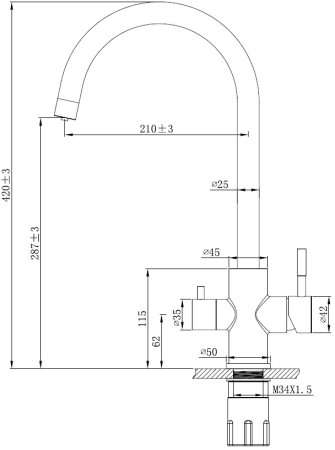Смеситель для кухонной мойки ESKO K22 (K22 B) 