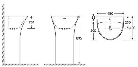 Раковина CeramaLux 48 G-307G Черная 