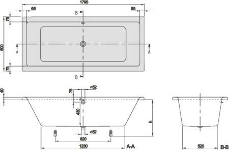 Акриловая ванна Villeroy & Boch Targa Plus Duo 180х80, с ножками 