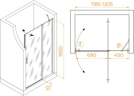 Душевая дверь RGW LE-004B 1200 