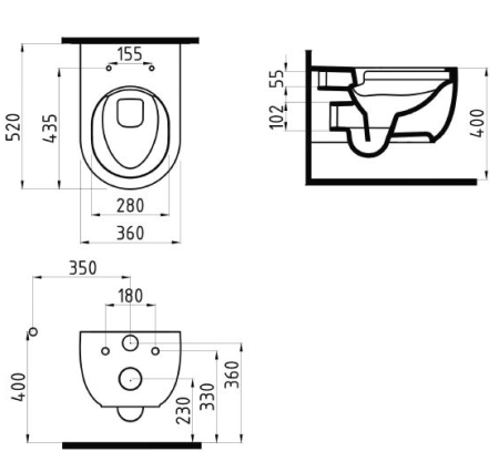 Унитаз подвесной Bien Vokha MDKA052N1VP0B9000 безободковый, черный глянец 