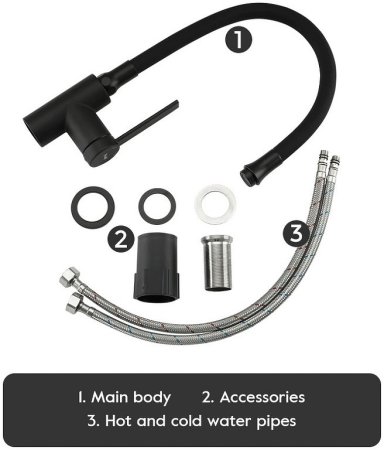 Смеситель для кухни Frap H67-6 F4067-6 Черный матовый 