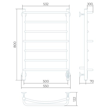 Полотенцесушитель электрический Larusso Евромикс КС П7 50х80 9005 