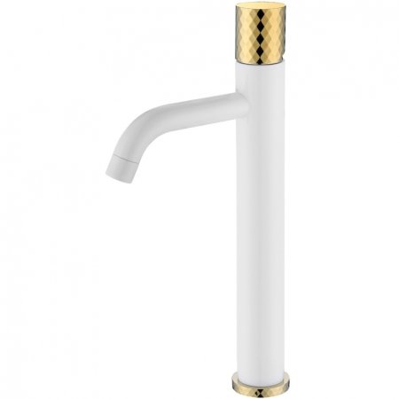Смеситель для раковины Boheme Stick 122-WG Белый Золото 