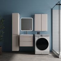 Тумба подвесная STYLE LINE "Бергамо мини 60" (2 ящ.) Люкс Плюс антискрейтч карамель с раковиной Каре Люкс МИНИ 600х350