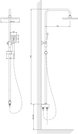 Душевая система VODA (VST1000-10Black) 