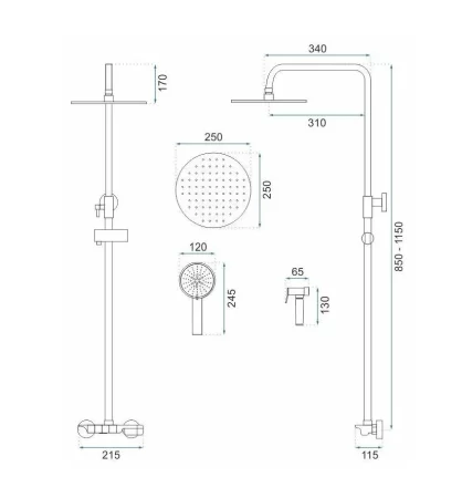Душевая система 250 мм Rea Max REA-P6617 
