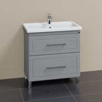 Тумба Санта Венера 80 напольная дуб серый с умывальником Фостер 80