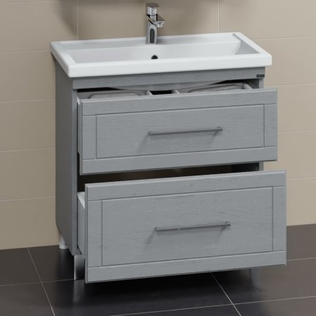 Тумба Санта Венера 80 напольная дуб серый с умывальником Фостер 80 