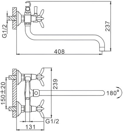 Смеситель для ванны Frap H12 F2612 универсальный Хром 