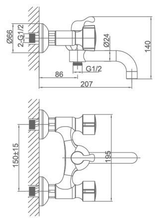 Смеситель D&K Torhall Hessen DA1413241 для ванны с душем 