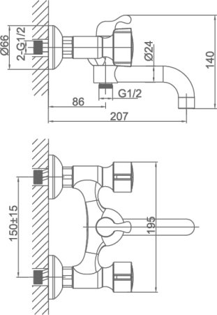 Смеситель D&K Torhall Hessen DA1413241 для ванны с душем 