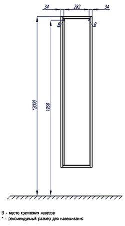 Шкаф пенал Aquaton Римини 30 1A234703RN950 подвесной Черный глянец 