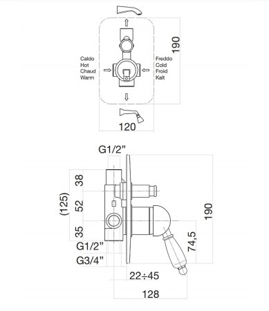 Смеситель для душа Fiore Imperiale 83ZZ5134 Бронза 