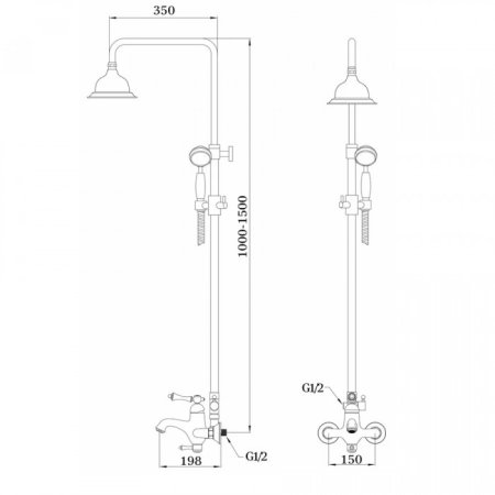 Набор для ванны 2 в 1 GANZER SUSANNE GZ77067E Золото 
