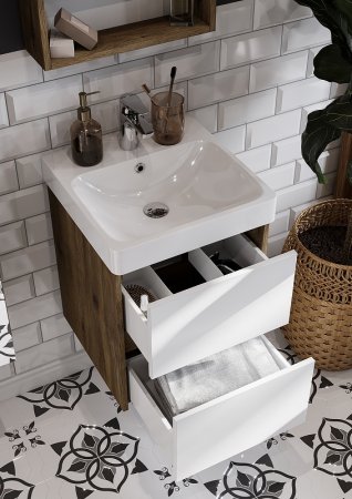 Тумба под раковину Aquaton Сканди 45 1A251601SDZ90 подвесная Белый Дуб рустикальный 