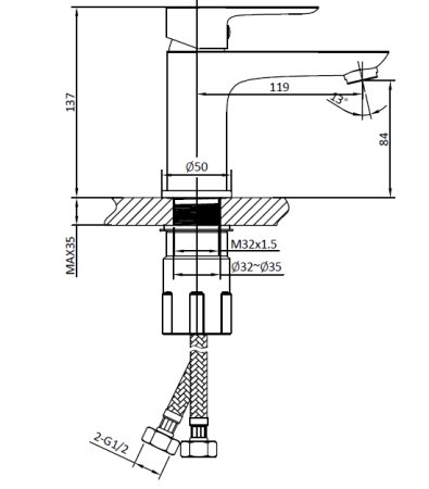 Смеситель для раковины AltroBagno Diretto 01.07 Bi белый / хром 