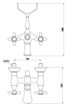 Смеситель Timo Ritz 0144Y Silver cross для ванны с душем 
