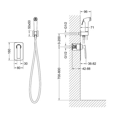 Гигиенический душ Timo Helmi 4089/03SM со смесителем. черный 