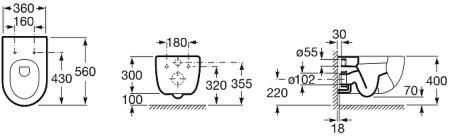 Унитаз Roca Meridian 346247000 подвесной без сиденья 