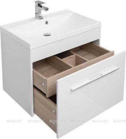 Тумба с раковиной Aquanet Августа 75 белый (раковина Нота 75 NEW) 