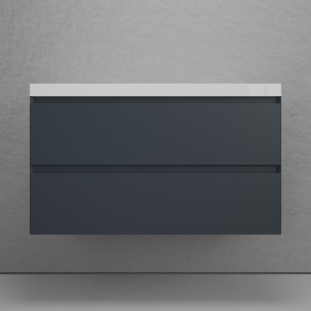 Тумба подвесная Style Line "Манхэттен 100" ЭМАЛЬ под ASTI 100 2 ящика PLUS графит 