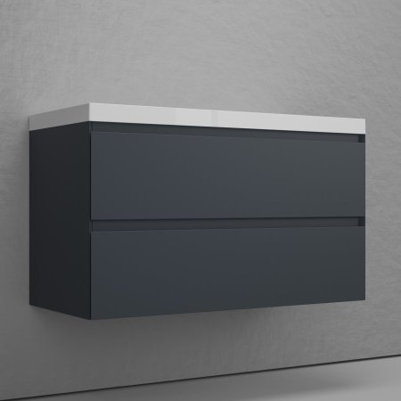 Тумба подвесная Style Line "Манхэттен 100" ЭМАЛЬ под ASTI 100 2 ящика PLUS графит 