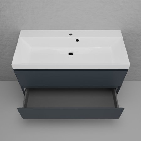 Тумба подвесная Style Line "Манхэттен 100" ЭМАЛЬ под ASTI 100 2 ящика PLUS графит 