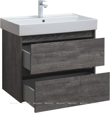 Тумба с раковиной Aquanet Nova Lite 75 дуб серый (2 ящика) 