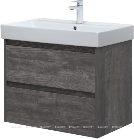 Тумба с раковиной Aquanet Nova Lite 75 дуб серый (2 ящика) 