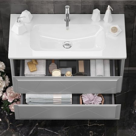 Тумба под раковину Opadiris Луиджи 100 00-00004258 подвесная Серая матовая 