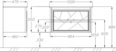 Тумба под раковину Opadiris Луиджи 100 00-00004258 подвесная Серая матовая 