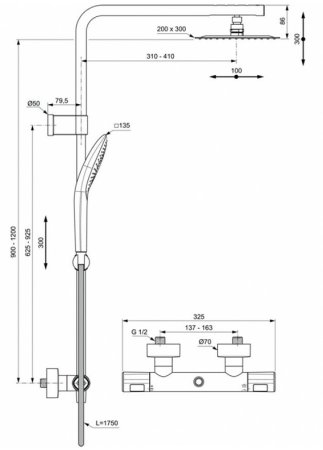 Душевая система Ideal Standard Ceratherm T100 A7705AA с термостатом Хром 