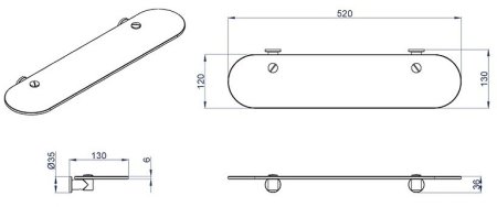 Стеклянная полка Azario Forny AZ-88303 Хром 
