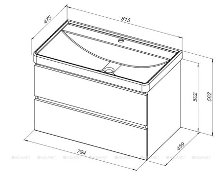 Тумба с раковиной Aquanet Вега 80 (2 ящика) 