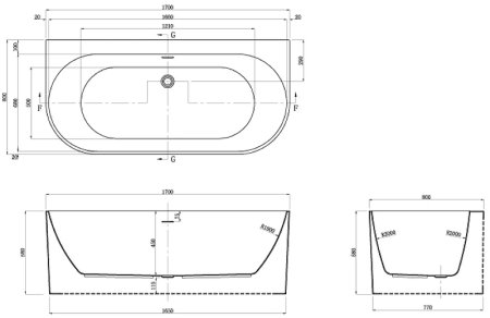 Акриловая ванна Azario Bradford 170х80 BRA17080 без гидромассажа 