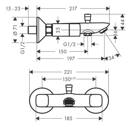 Смеситель Hansgrohe Logis 71243000 для ванны с душем 
