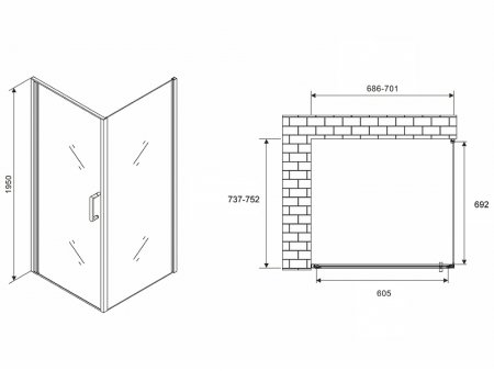 Душевой уголок Abber Sonnenstrand 70х75 AG04070M-S75M профиль Хром стекло матовое 