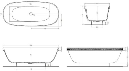 Ванна из искусственного камня Salini Greca Meander 180х80 103021MRF покраска по RAL полностью матовая 